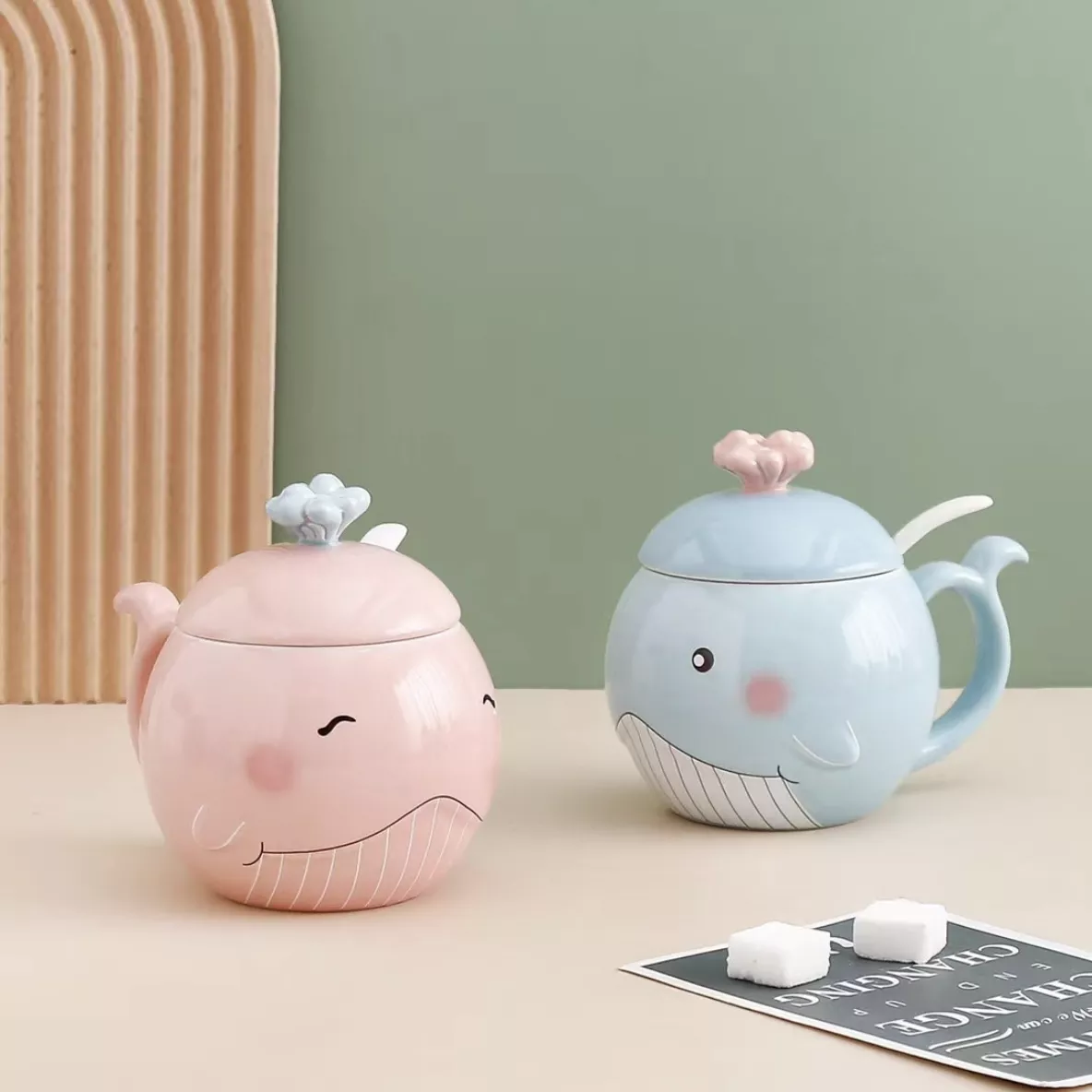 Whale Ceramic Mug|Blue A&Pink A&Blue B&Pink B
