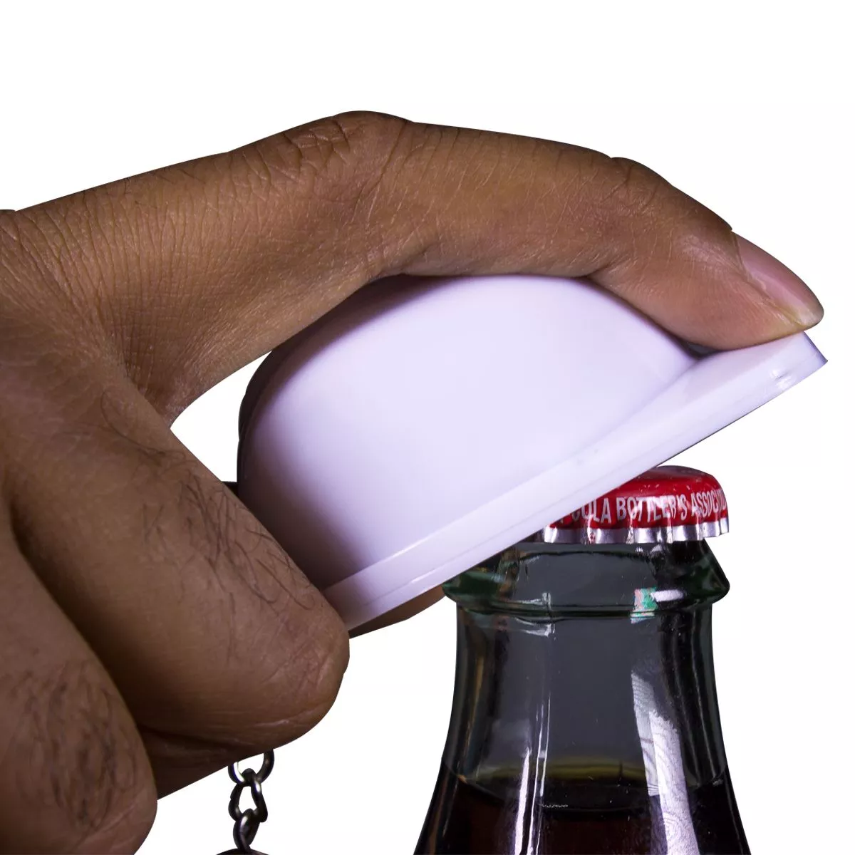 White Construction Hat Bottle Opener Keychain