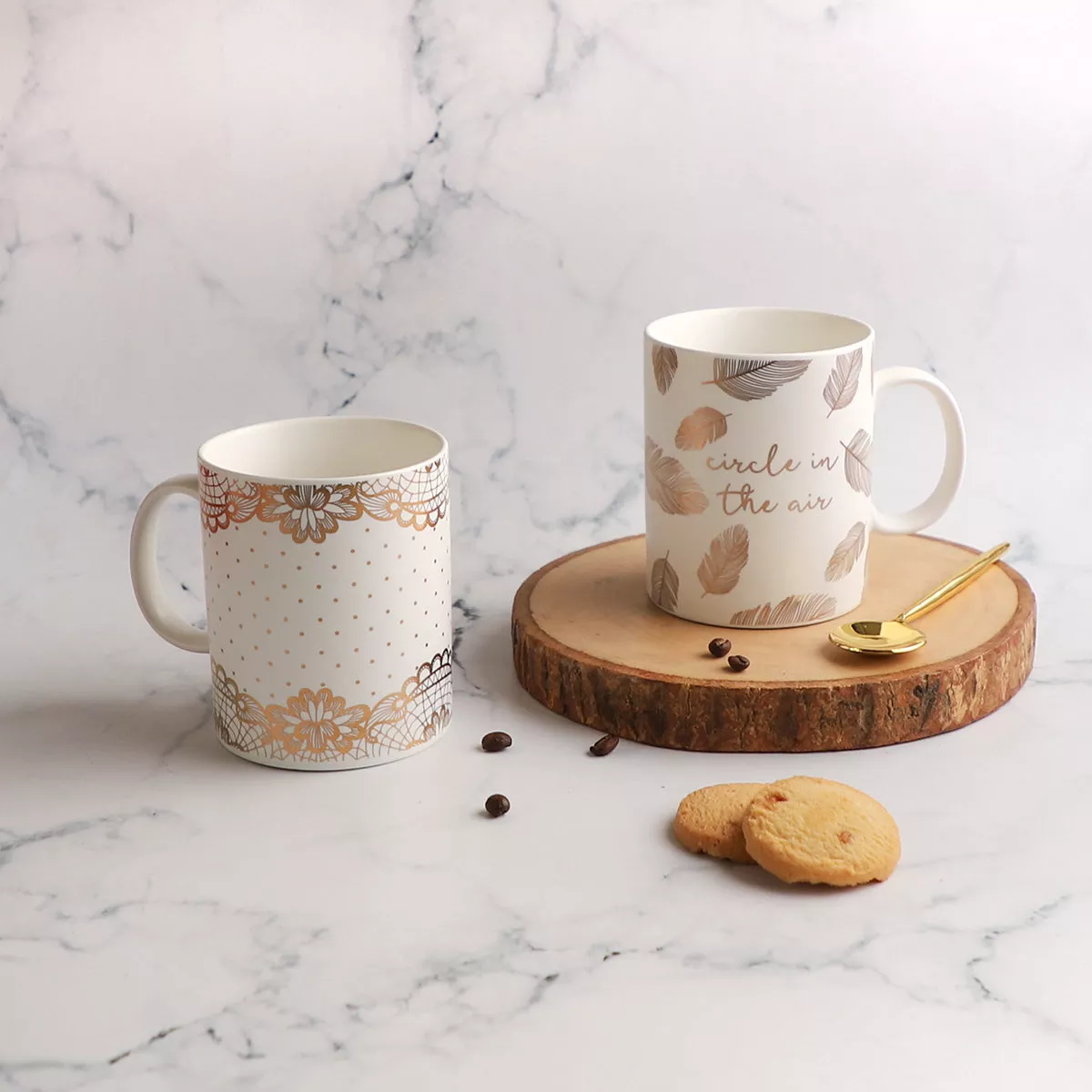 White cups|Leaves&Flowers&Flowers