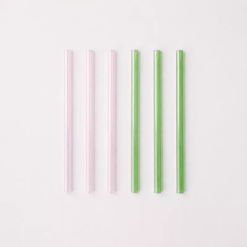 Wide 8 Glass Straw Set - Palm Beach