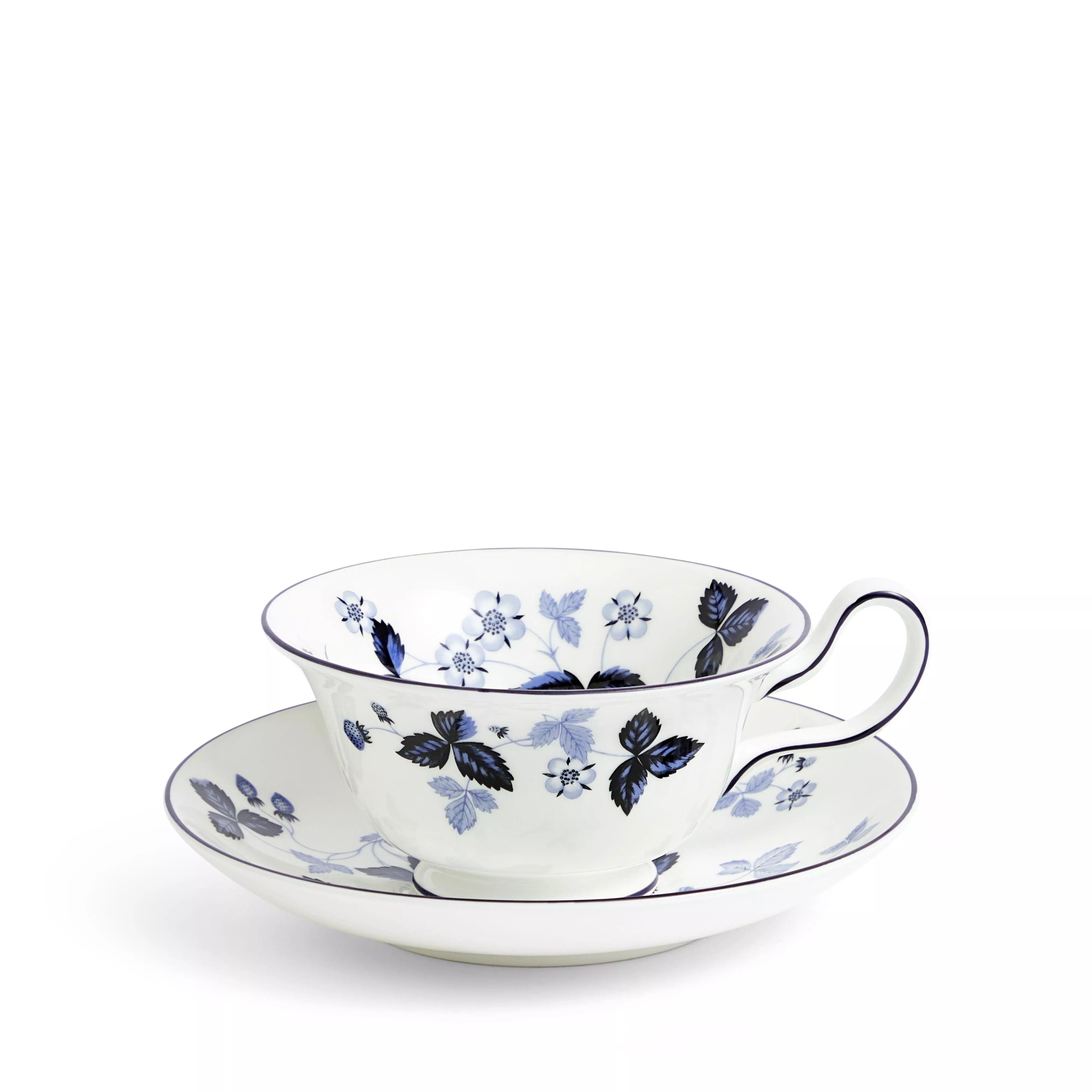 Wild Strawberry Inky Blue Teacup Saucer