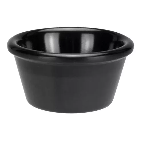 Winco RP-2K 2 Oz Smooth Side Black Ramekin