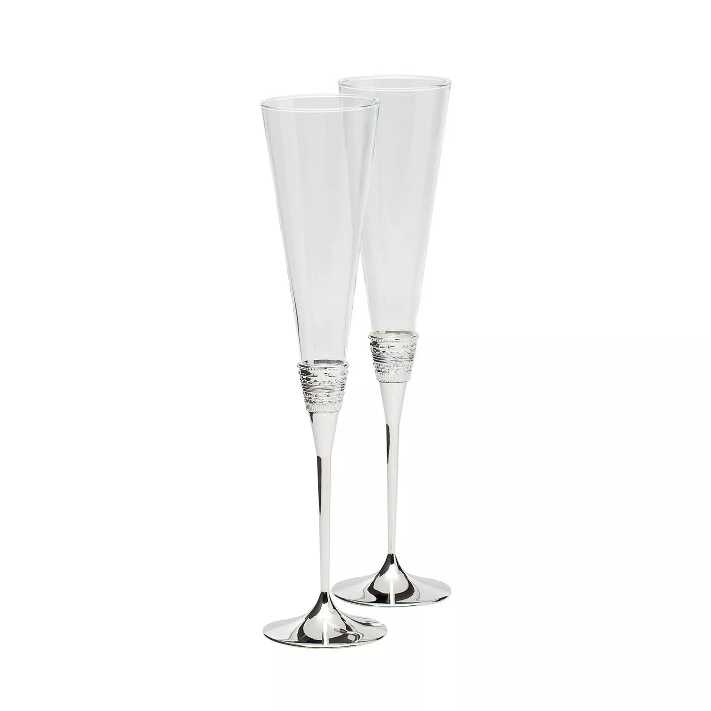 With Love Silver Toasting Flutes, Pair