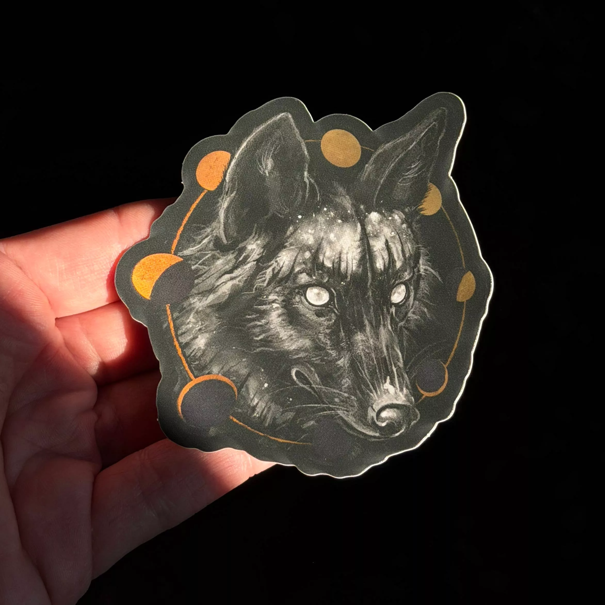 Wolf and Moon Phases Sticker
