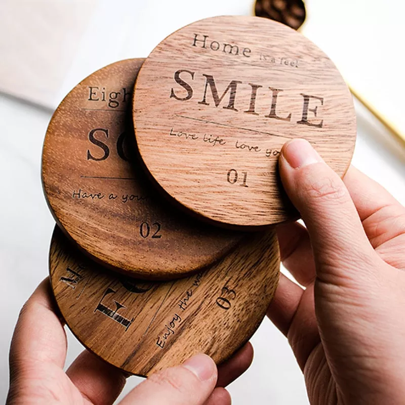 Wooden Coasters|3Pcs Round&3Pcs Square