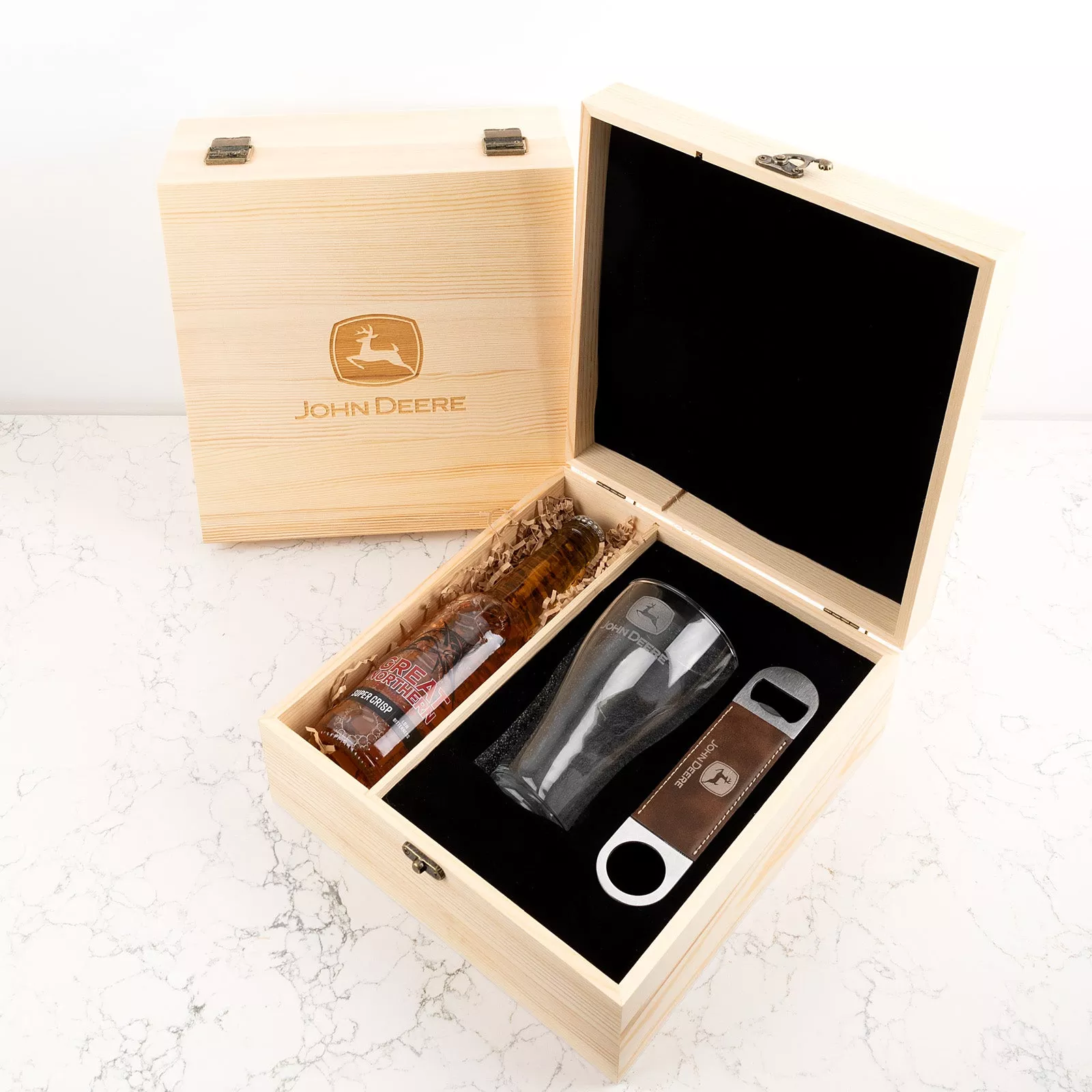 Wooden Gift Boxed Single Beer Glass Set Client Gift