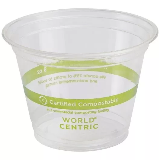 World Centric CP-CS-9Q 9 Oz Clear Compostable Squat Cups