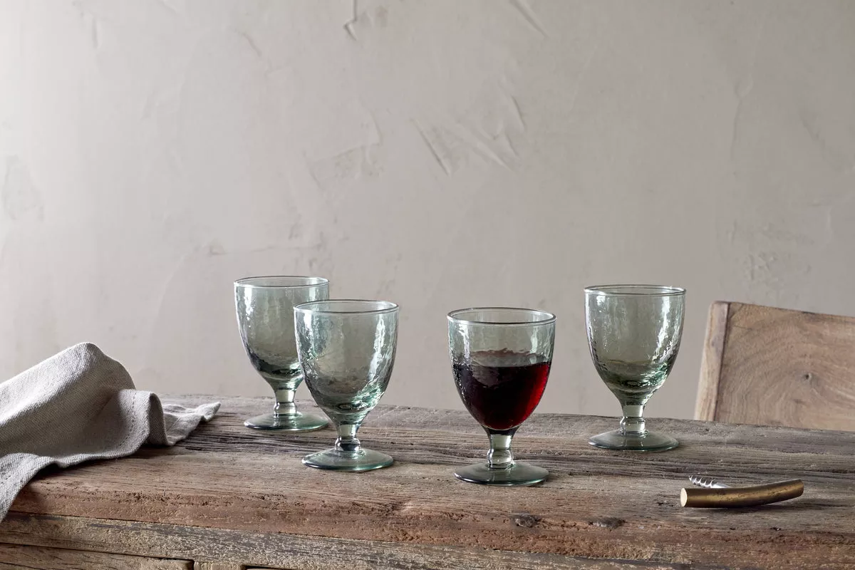 Yala Hammered Wine Glass - Sage Green (Set of 4)