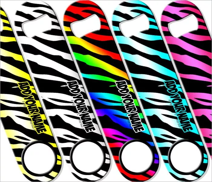 Zebra Patterns SPEED Bottle OpenerSeveral Color Options – ADD YOUR NAME